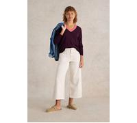 White Stuff Maggie V Neck Jumper Dark Plum size 6 REGULAR | Knitted Sweaters Outlet | Women | Magenta 6 REGULAR