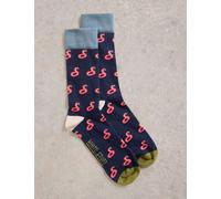 White Stuff male Flamingo Print Cotton Rich Socks - 7-9 - Navy Mix, Navy Mix