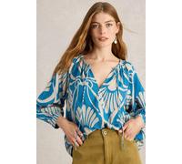White Stuff Marley Linen Blend Top Blue Print size 6 | Longsleeves Outlet | Women | White 6