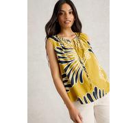 White Stuff Marley Linen Blend Vest Yellow Print size 8 | Blouses Outlet | Women | White 8