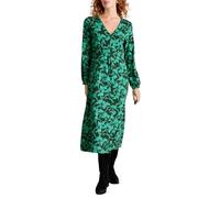 White Stuff Megan Classic Midi Length Cotton Modal Jersey Pull-On Dress, Green Pr, 16