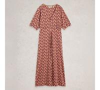 White Stuff Megan Jersey Dress Pink Print Size 12