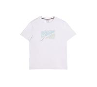 White Stuff Men's Abersoch Graphic Print T-Shirt - All Over Print Short Sleeve Casual Shirt - White (PR) - Medium (Regular)