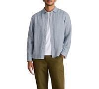 White Stuff Men's Keswick Long Sleeve Linen Shirt - Collar, Button Down - CHAMB Blue - X-Large