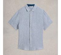 White Stuff Mens Keswick Short Sleeve Linen Shirt Chambray Blue