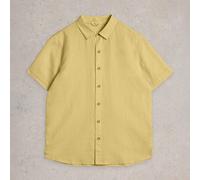 White Stuff Mens Keswick Short Sleeve Linen Shirt Light Green Size XXL