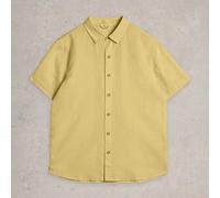 White Stuff Mens Keswick Short Sleeve Linen Shirt Light Green Size XXL