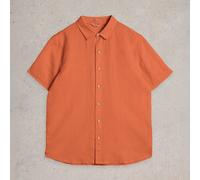 White Stuff Mens Keswick Short Sleeve Linen Shirt Orange