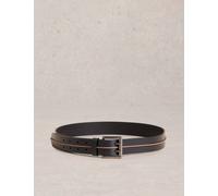 White Stuff Men's Leather Raw Seam Detail Belt - S-M - Navy, Navy