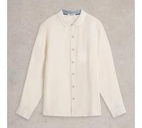 White Stuff Mens Shirt Keswick Long Sleeve Linen Brilliant White Fit Smart Wear