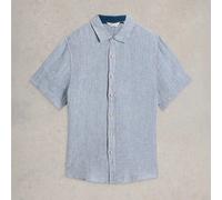 White Stuff Mens Shirt Keswick Short Sleeve Linen Chambray Blue Fit Summer