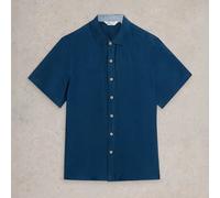 White Stuff Mens Shirt Keswick Short Sleeve Linen Dark Navy Fit Summer