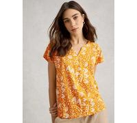 White Stuff Nelly Notch Neck Short Sleeve Tee - 10, CHART PR