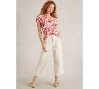 White Stuff Nelly Notch Neck Short Sleeve Tee - 14, NAT PR