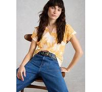White Stuff Nelly Notch Neck T-Shirt, Yellow, Size 12, Women Yellow