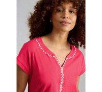 White Stuff Nelly Notch Plain Embroidered Tee BRIGHT PINK SIZE 12