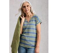 White Stuff Ladies Nelly Notch Stripe T-Shirt - Casual Wear - Blue MLT - Size 16