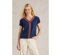White Stuff Neva Embroidered Top Navy Multi size 14 | T-shirts Outlet | Women | Blue 14