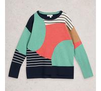 White Stuff Olive Abstract Jumper Navy Multi Size 18