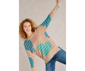 White Stuff Olive Heart Jumper Natural Multi size 12 | Sweaters Outlet | Women 12
