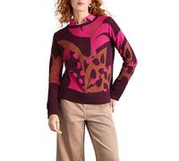 White Stuff Olive Pullover - Long Sleeve, Crew Neck, Regular Fit, Made of Cotton Knit - Plum Multi - Size 18