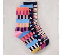 White Stuff Organic Geo Heart Print Socks - Navy - 3 Pairs