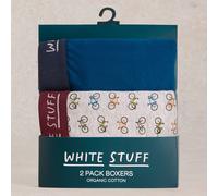 White Stuff Organic Plain & Patterned Boxers - Teal - Pack of 2