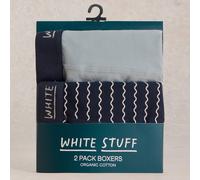 White Stuff Organic Plain & Stripe Boxers - Blue - Pack of 2