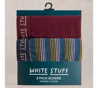White Stuff Organic Plain & Stripe Boxers - Plum - Pack of 2