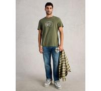 White Stuff Pure Cotton Bicycle Cogs Graphic T-Shirt Green Mix
