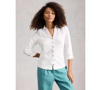 White Stuff Pure Cotton Jersey Broderie Shirt White