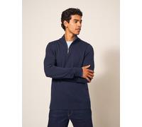 White Stuff Pure Merino Wool Funnel Neck Half Zip Jumper Navy