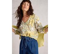 White Stuff Rae Organic Cotton Top Yellow Multi size 12 | Button-Down Shirts Outlet | Women | Yellow 12