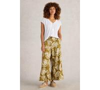 White Stuff Roxy Linen Blend Culotte Green Print size 20 REGULAR | Wide Pants Outlet | Women | White 20 REGULAR