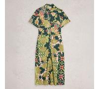 White Stuff Rua Jersey Shirt Dress Green Print