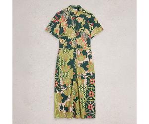 White Stuff Rua Jersey Shirt Dress Green Print