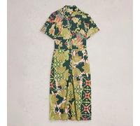 White Stuff Rua Jersey Shirt Dress Green Print Size 12