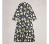White Stuff Rua Jersey Shirt Dress Navy Print Size 10
