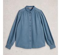 White Stuff Sienna Shirt Chambray Blue Size 12