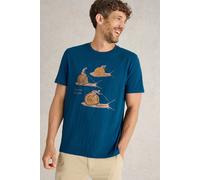 White Stuff Slow Lane Graphic Tee Teal Print size S | Print T-Shirts Outlet | Men | Cyan S