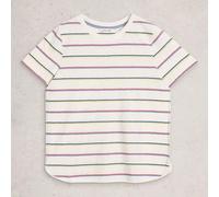 White Stuff T-Shirt Clara Stripe Short Sleeve Ivory Multi Cotton Womens Regular