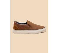 White Stuff Tan Canvas Leather Mix Slip On Trainers White