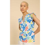 White Stuff Tea Woven Frill Top White Printed size 18 | Tank Tops Outlet | Women | White 18