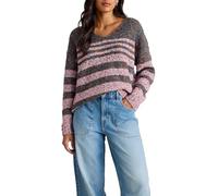 White Stuff Textured Striped V-Neck Pullover - Regular Fit - Grey Multi - Size 16