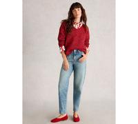 White Stuff Textured V Neck Jumper MID BLUE SIZE 12