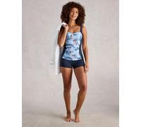 White Stuff Tummy Control Leaf Print Tankini Top Blue Mix