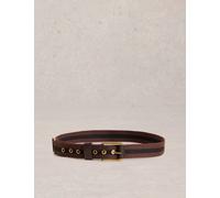White Stuff Webbing Stripe Rectangular Buckle Belt Brown
