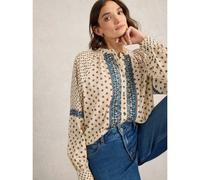 White Stuff Womens Ivory Multicolour Ari Embroidered Shirt