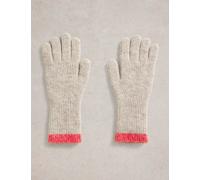 White Stuff Women's Knitted Ribbed Tipped Long Cuff Gloves - Natural Mix, Blue Mix,Natural Mix