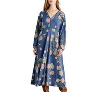 White Stuff Women's Megan Jersey Dress - Versatile Long Sleeve V-Neck for Effortless Styling - Blue MLT - Size 12R